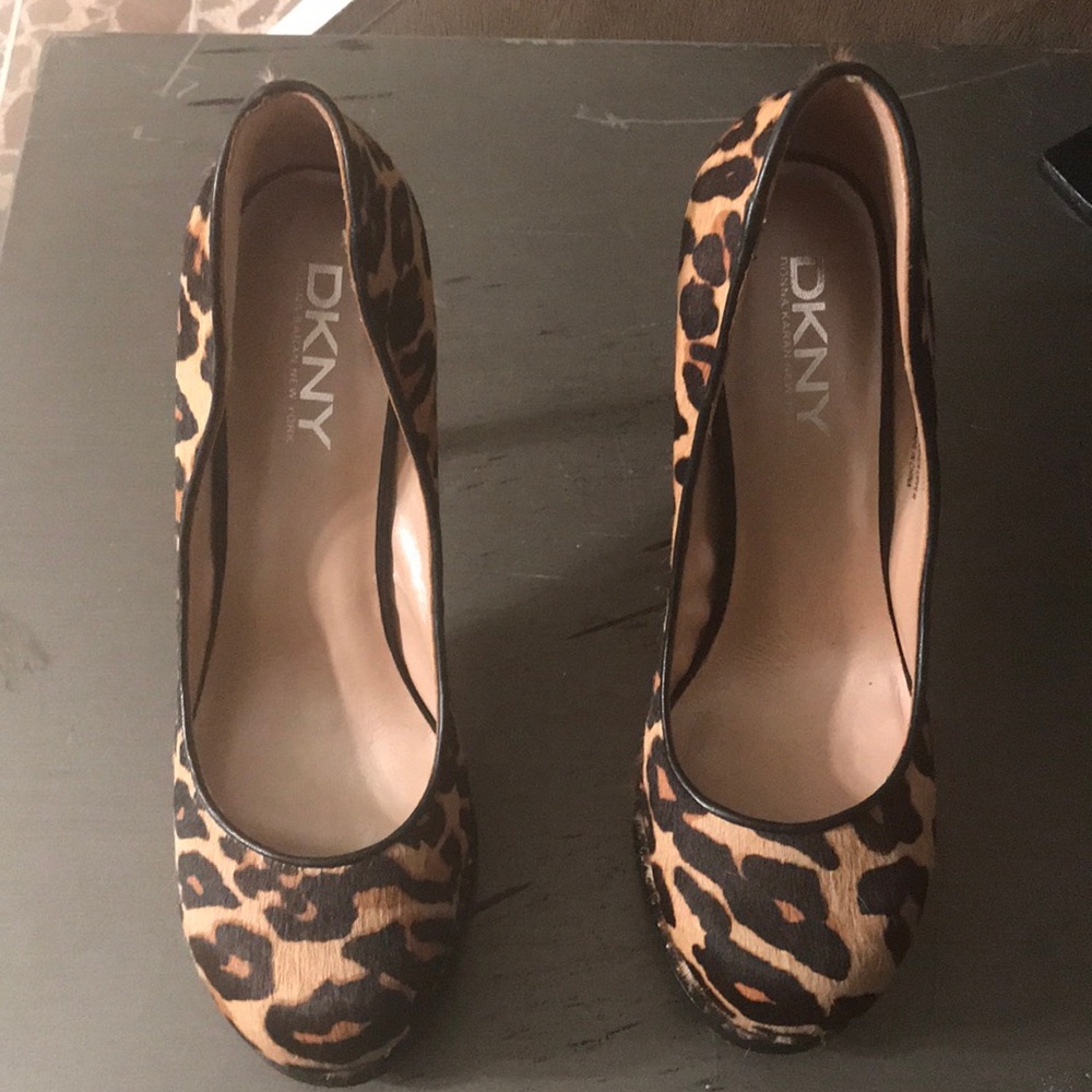DKNY | Platform Wedge Faux Fur Animal Leopard Print Pumps